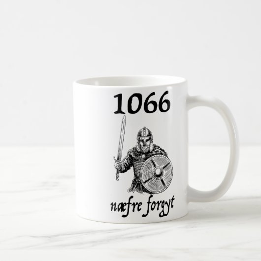 1066 Never Forget Naefre Forgyt Funny English Hist Koffiemok (Rechts)