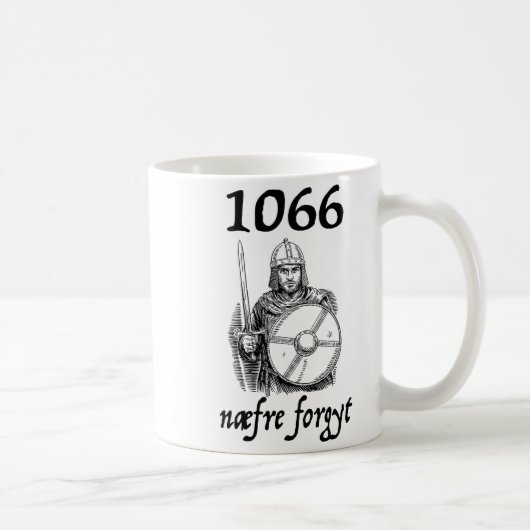 1066 Never Forget Naefre Forgyt Funny English Hist Koffiemok (Rechts)