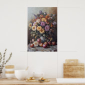 1069 Herfstbloemen en appels Poster (Keuken)