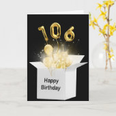 106e verjaardag ballonnen in witte doos kaart (Gele Bloem)