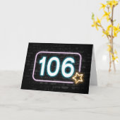 106e verjaardag Neon Sign On Brick Wall Kaart (Gele Bloem)