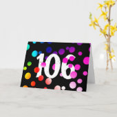 106e verjaardag regenboogStippen op zwart Kaart (Gele Bloem)