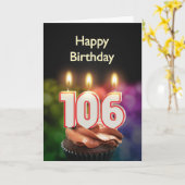 106e verjaardagskaart met kaarsen kaart (Gele Bloem)