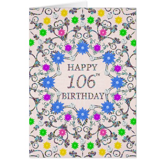 106th Birthday Abstract Flowers (Voorkant)
