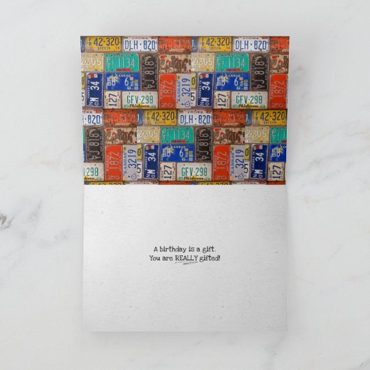 106th Birthday Rusty Licence Borden Card Kaart (Binnen)