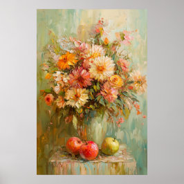 1071 Herfstbloemen en appels Poster