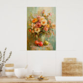 1071 Herfstbloemen en appels Poster (Keuken)