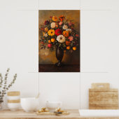 1072 Herfstbloemen en appels Poster (Keuken)