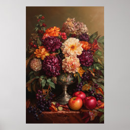 1073 Herfstbloemen en appels Poster