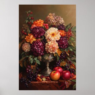 1073 Herfstbloemen en appels Poster