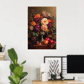 1073 Herfstbloemen en appels Poster (Thuiskantoor)