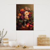 1073 Herfstbloemen en appels Poster (Keuken)
