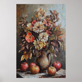 1074 Herfstbloemen en appels Poster