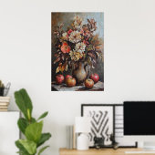 1074 Herfstbloemen en appels Poster (Thuiskantoor)