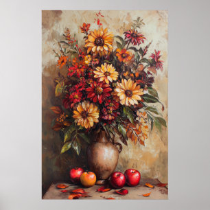 1076 Herfstbloemen en appels Poster