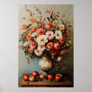 1077 Herfstbloemen en appels Poster