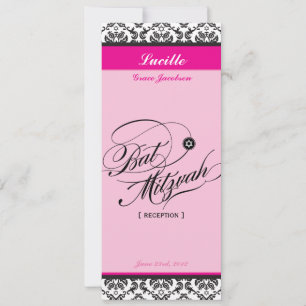 107 Jodene - BAT MITZVAH UITNODIGINGEN:: receptie Kaart