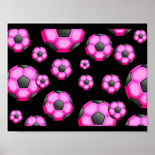 107 PINK SOCCER BALL SPORTS TEAM PATTERN WALLPAPER POSTER (Voorkant)