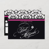 107Jodene - BAT MITZVAH RSVP RESPONSE-KAARTEN (Voorkant / Achterkant)