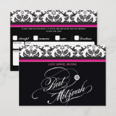 107Jodene - BAT MITZVAH RSVP RESPONSE-KAARTEN Kaartje (Voorkant / Achterkant)