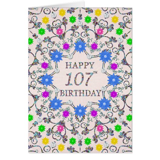 107th Birthday Abstract Flowers (Voorkant)