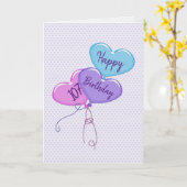 107th Birthday Heart Balloons on Hearts Kaart (Gele Bloem)