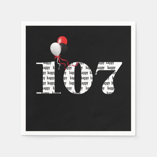 107th Birthday party ballonnen Servet (Voorkant)