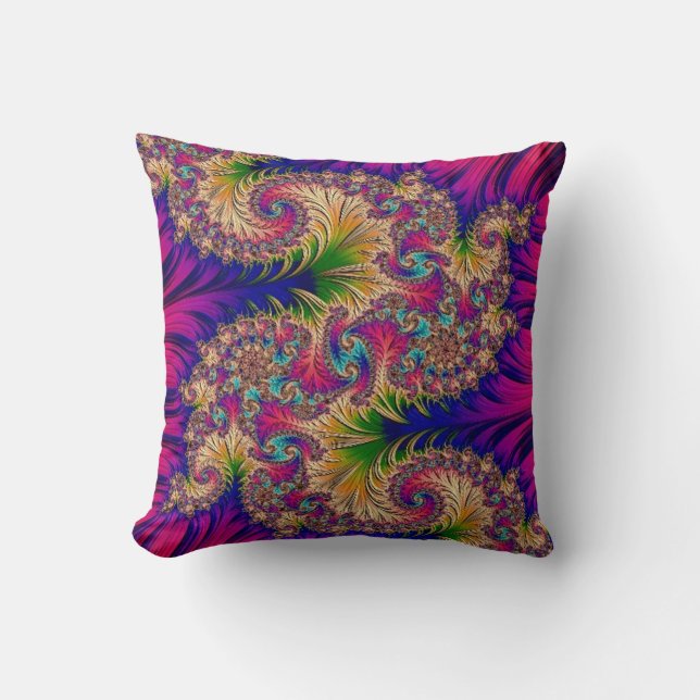 108-31 turquoise dragon on fuchsia pillow kussen (Voorkant)
