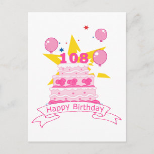 108 jaar oude Birthday Cake Briefkaart