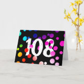 108e Birthday Rainbow-Stippen op zwart Kaart (Gele Bloem)