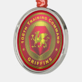 108e Kerstmis met training Metalen Ornament (Links)