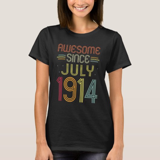 108e verjaardag Geweldige sinds juli 1914 108 jaar T-shirt (Voorkant)