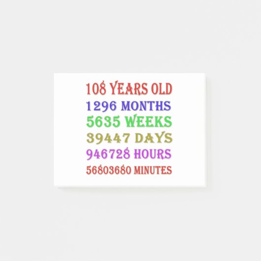 108e verjaardag van de mijlpalen post-it® notes (Voorkant)