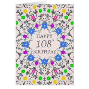 108th Birthday Abstract Flowers