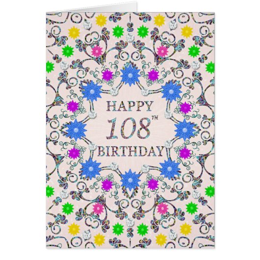 108th Birthday Abstract Flowers (Voorkant)