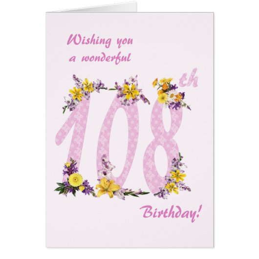 108th Birthday Flower Decorated Numbers (Voorkant)