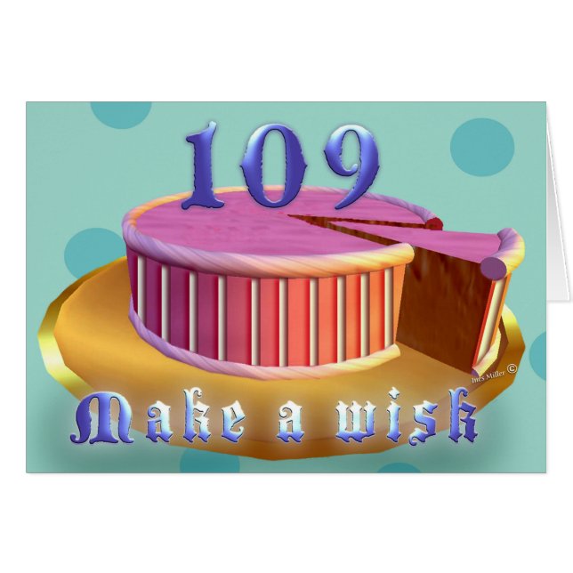 109 Birthday Wenskaarten Roze Cake strips (Voorkant Horizontaal)