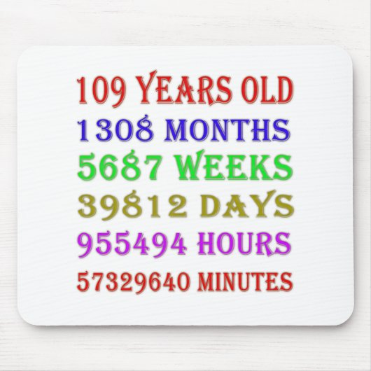 109e verjaardag van de mijlpalen muismat (Voorkant)