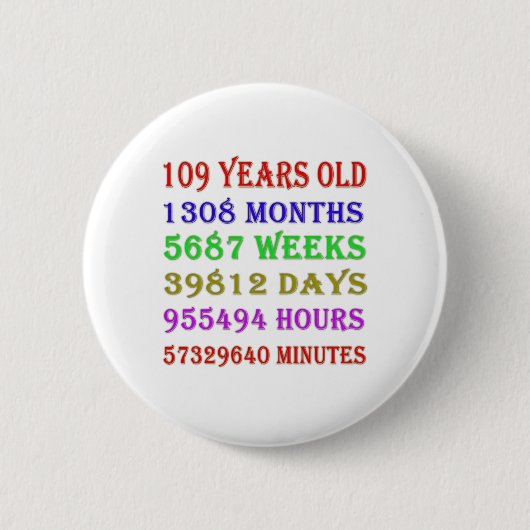109e verjaardag van de mijlpalen ronde button 5,7 cm (Voorkant)