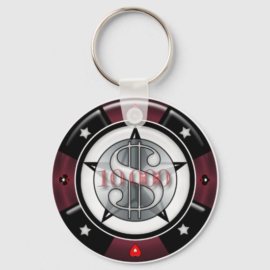 $10.000,00 Gambling Poker Chip Sleutelhanger (Voorkant)