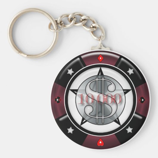 $10.000,00 Gambling Poker Chip Sleutelhanger (Voorkant)