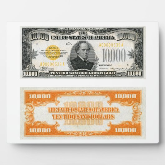 $10.000 Gold Certificate Bank Note 1934 Fotoplaat (Voorkant)