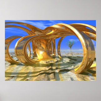 #10-02 Hacienda Sunrise: Golden 3D-sculptuur Poster