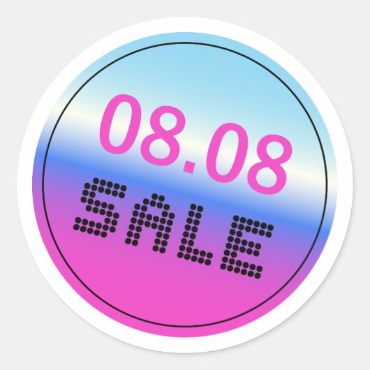 10 .08 Sale Sticker met een holografische gradiënt (Voorkant)
