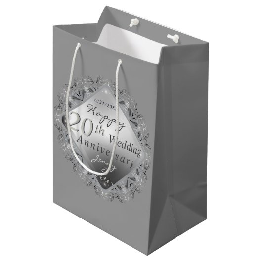 10,11,20,25th,70th Wedding Medium Cadeauzakje (Voorkant Gekanteld)