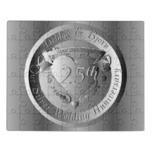 10,11,20,25th Wedding Jubileum Silvery Heart Em