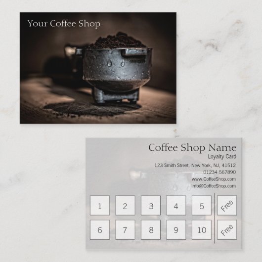 10 + 2 overeenkomende Koffiewinkel Loyalty Stempel (Voorkant / Achterkant)