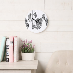 10,75" Boho Feathers Acryl Ronde Muur Klok