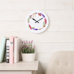 10.75" Boho-gestructureerde ronde acryl wandklok