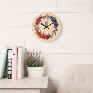 10,75" Boho-gestructureerde ronde acryl wandklok